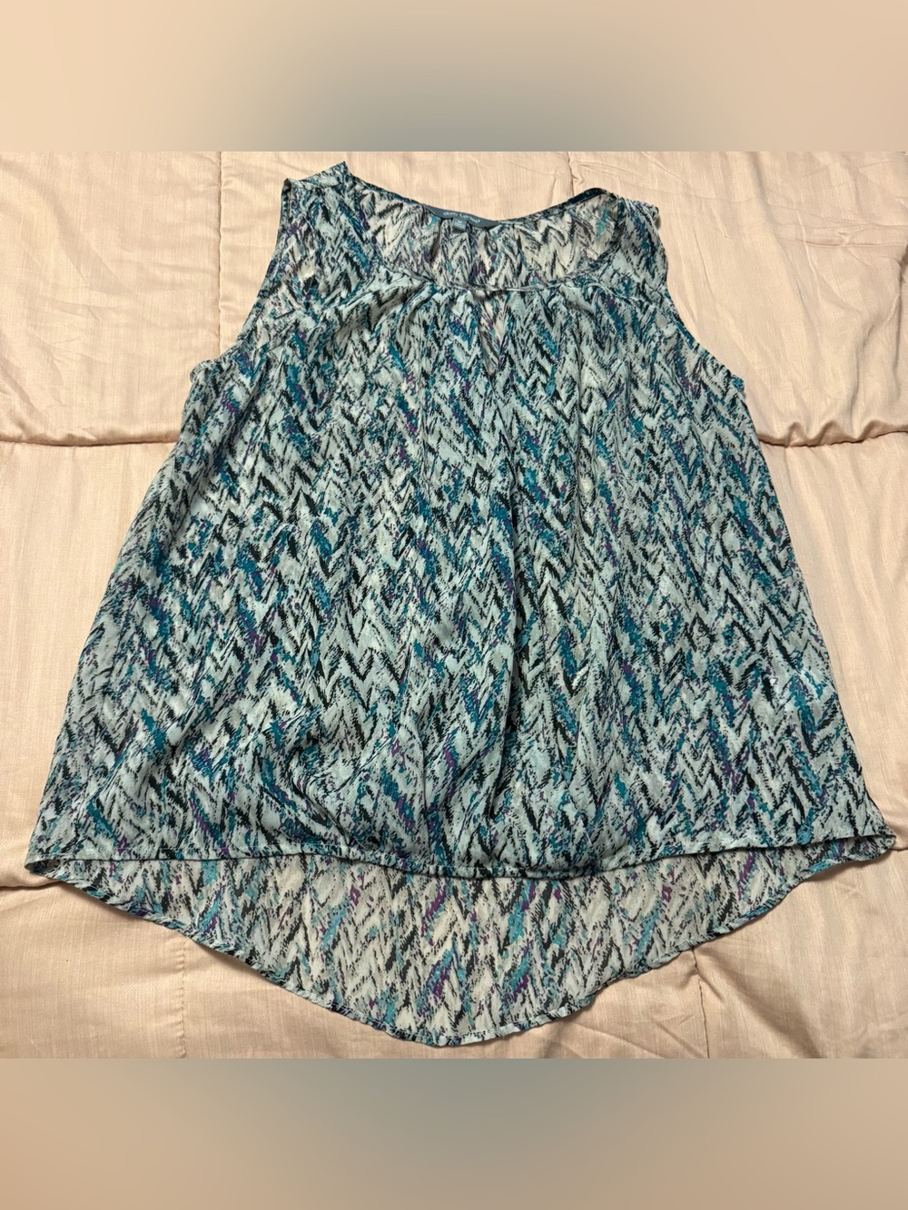 Daisy Fuentes Blue Teal Abstract Print Sleeveless top